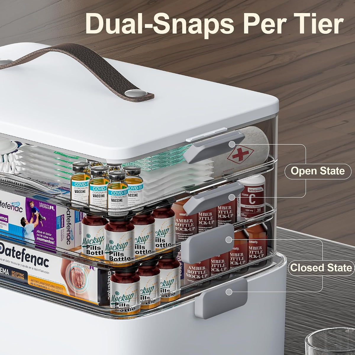 CTIME 4-Tier Medicine Organizer - Portable Medicine Cabinet with Handle