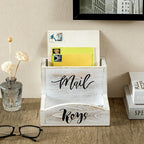 MyGift Shabby Whitewashed Solid Wood Mail Holder and Key Organizer Entryway - Image 3