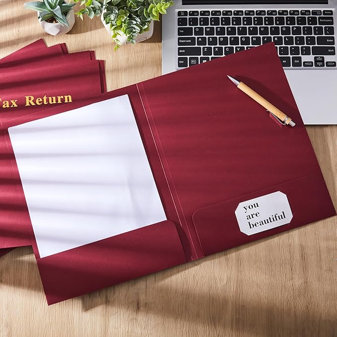 Harloon 40 Pcs Tax Return Folders 12 x 9 Inches 2 Pocket Folders Bulk Gold Foil - Image 4