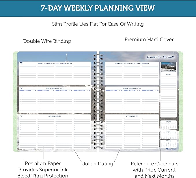 Planner Pad Spiral Bound January-December 2026/ Calendar Year 6 3/4" x 8 1/2" - Image 4