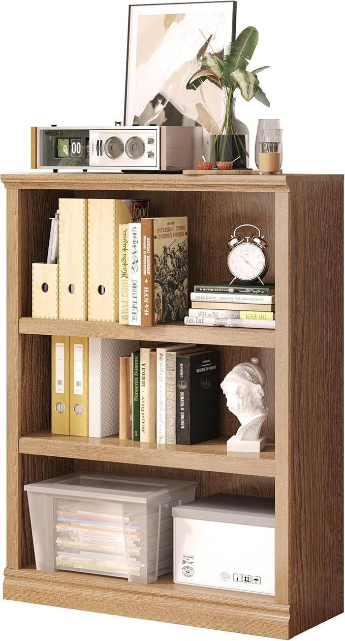 Bevfint 43 in Tall Bookcase, 3-Tier Bookshelf Open Storage, 33 inch Wide Floor - Image 7