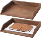 Beeveer 2 Pcs Wooden Letter Trays Wood Letter-Size Desk Organizer Heavy Duty 2