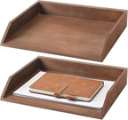 Beeveer 2 Pcs Wooden Letter Trays Wood Letter-Size Desk Organizer Heavy Duty 2 by Beeveer