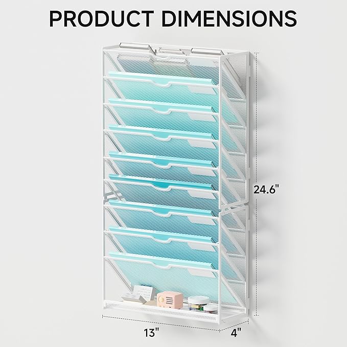 Lavatino 10-Tier Hanging Wall File Folders Organizer - Image 4