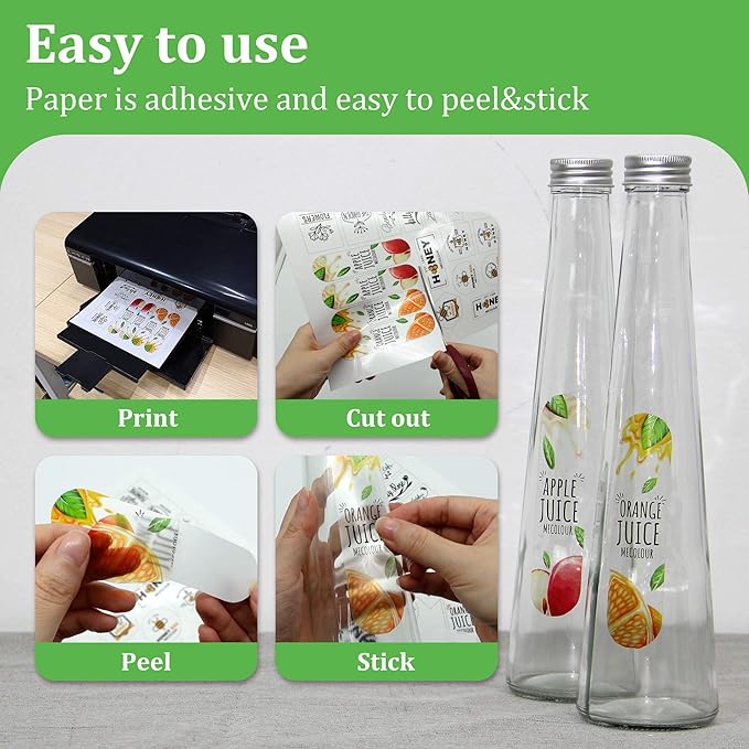 MECOLOUR Clear Sticker Paper for Inkjet Printer -95% Transparent 8.5x11 Inch - Image 3