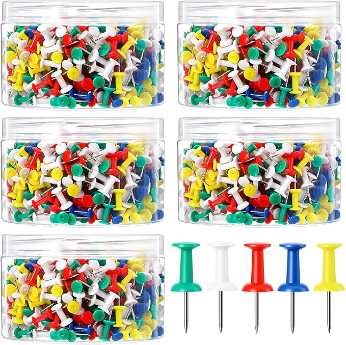 2500 Pcs Multicolor Push Pins Thumb Tacks by MAQUITA