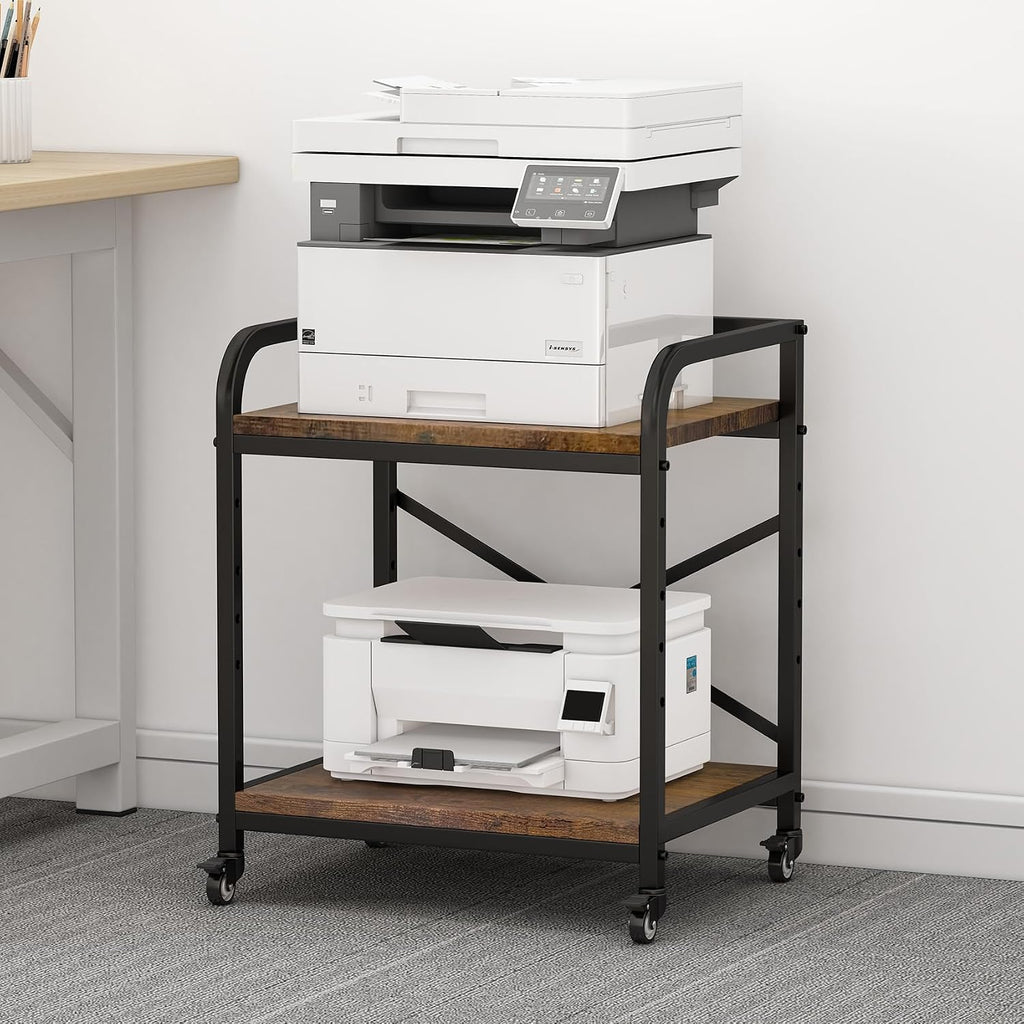 Vokumba 2 Tier Under Desk Printer Stand, Large Printer Table
