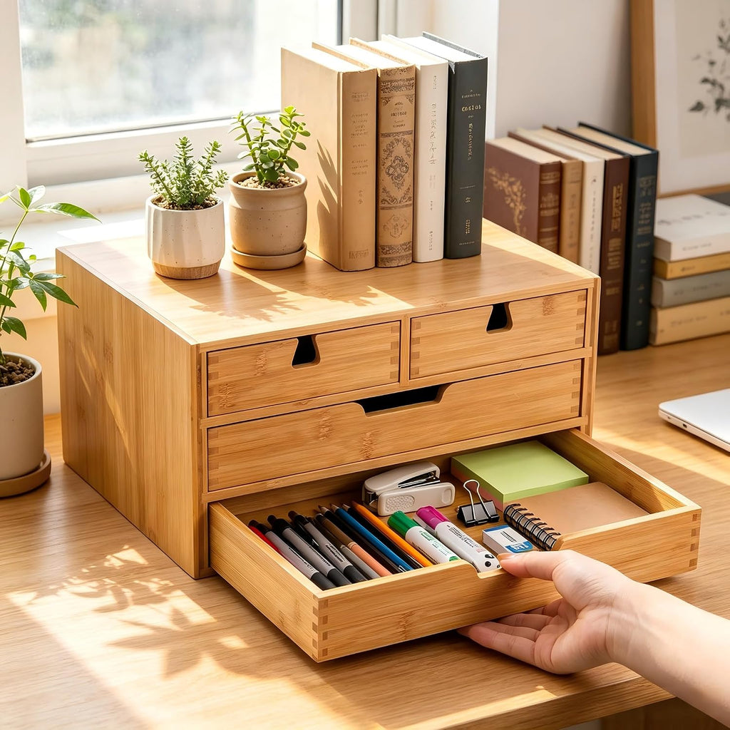 deayou bamboo desk organizer, 100% natural bamboo desktop, package contents