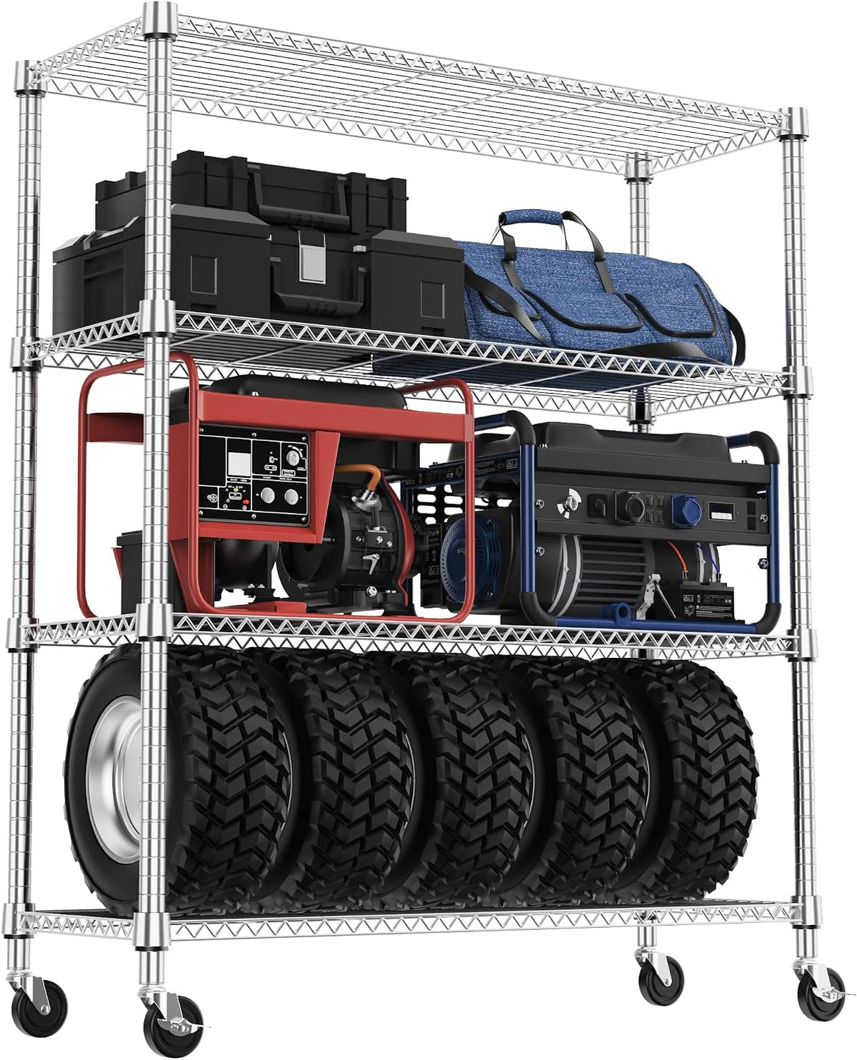 M MZG 4 Tiers Shelf 1400 lbs Steel Storage Shelving Utility Shelving Unit Steel