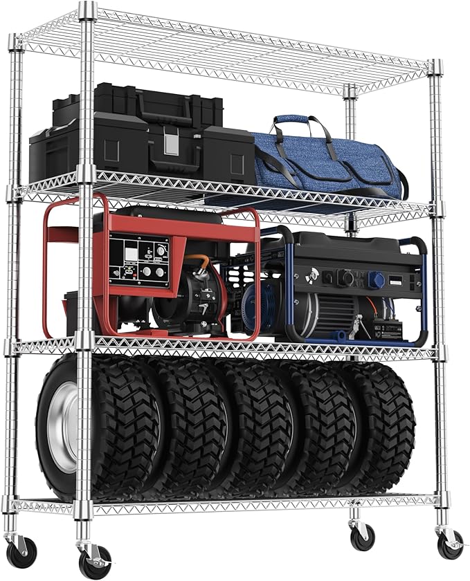 M MZG 4 Tiers Shelf 1400 lbs Steel Storage Shelving Utility Shelving Unit Steel by MEIGAOPLASTICANDMETALHKCOLIMITED