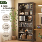 TVU 6-Tier Wooden Book Shelf, Floor-Standing Display Bookcase, 77.2" H x 31.5" - Image 5