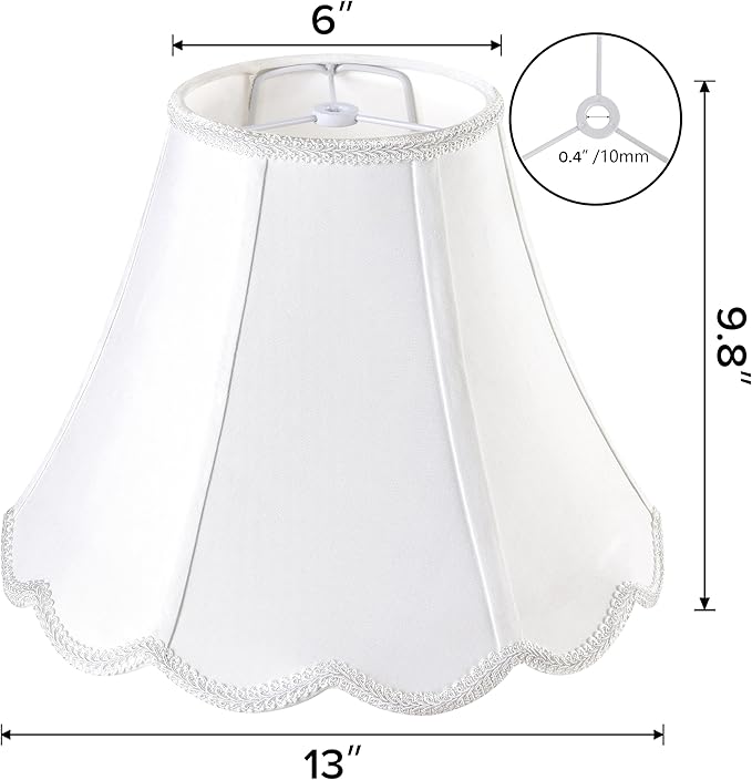 GOSO Bell Lamp Shades Set of 2 Medium Off White, Scalloped Lamp Shade - Image 2