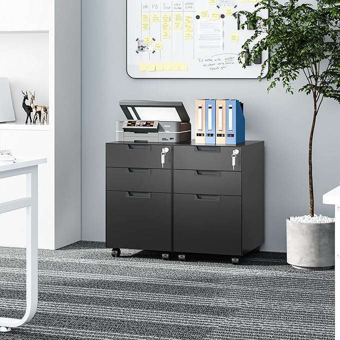 Fesbos 3 Drawer Vertical File Cabinet, Mobile Filling Cabinets - Image 2
