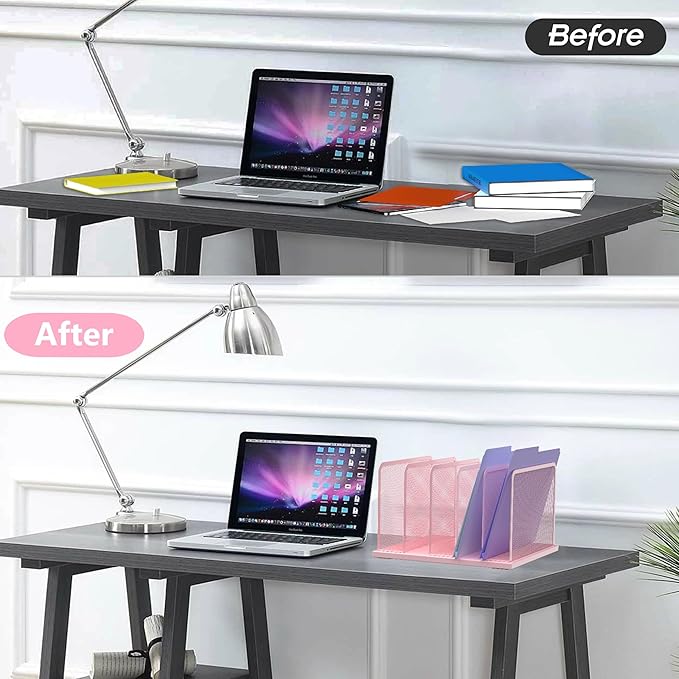 Kuntine.B Desk File Organizer Upright Mesh Desktop Organizer File Sorter Office - Image 3