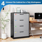 PEUKC 4 Drawer File Cabinet, Lateral Filing Cabinets - Image 7