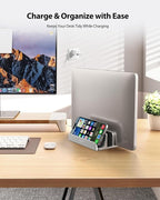 AboveTEK Vertical Laptop Stand, 3 Slots Aluminum Desk Laptop Holder & Laptop - Image 2