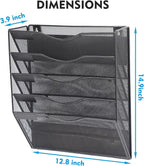 EASEPRES Magnetic 5 Pocket Mesh Hanging File Organizer, Wall Mounted Mail Paper - Image 3