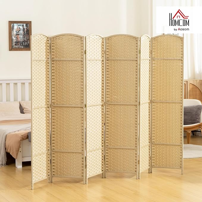 HOMCOM Room Divider, 6 Panel Folding Privacy Screen, 5.6' Tall Freestanding - Image 2