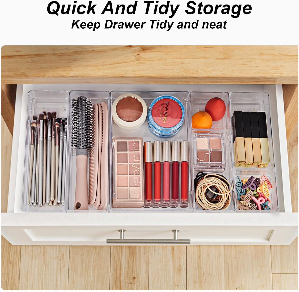 SMARTAKE 25 PCS Drawer Organizer, 4-Size Desk Drawer Organizer Trays