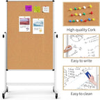 Double-Sided Corkboard Whiteboard, 32 x 48 Inches Dry Erase Board on Wheels - Image 4