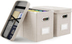 Oterri File Organizer With Lid, Hanging Filing Box With Mesh Pocket, Document
