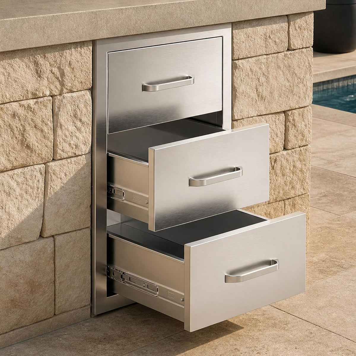 Jocisland 14-Inch Stainless Steel Outdoor Kitchen Drawer Cabinet