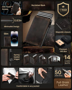 typecase Mens Wallet Card Holder: Pop Up Aluminum Case, Full Grain Leather - Image 2