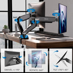 mount-it! dual monitor desk mount, 13-32", 17.6 lbs shown in use