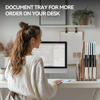 KIRIGEN Wooden Desk Mail Organizer 5 Slots File Paper Holder Desktop Wood - Image 5