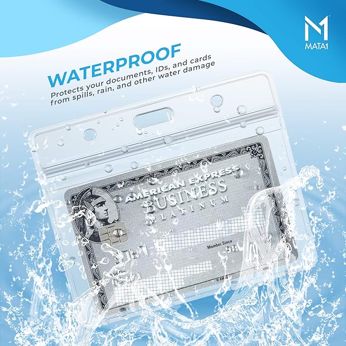 Mata1-USA Extra-Thick Plastic Card Holder, Horizontal Badge Holder - Image 4