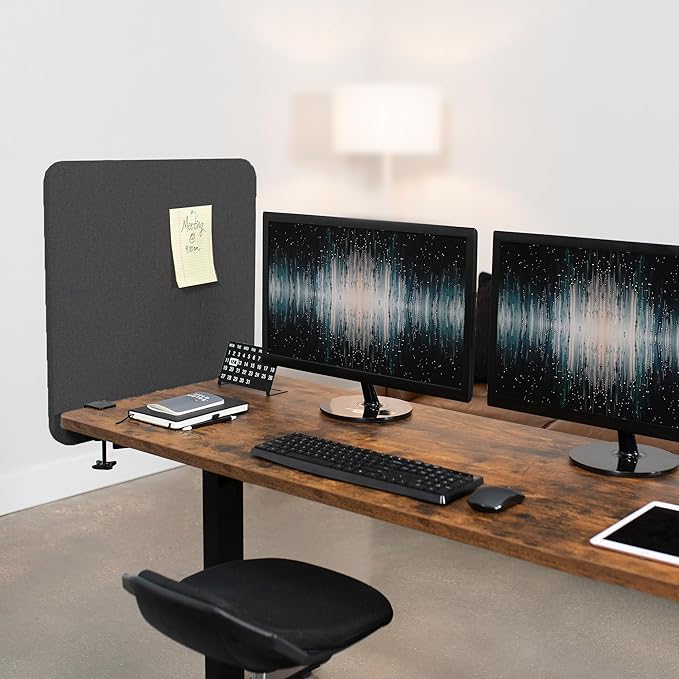 VIVO Clamp-on 24 x 24 inch Privacy Panel, Sound Absorbing Cubicle Desk Divider - Image 2
