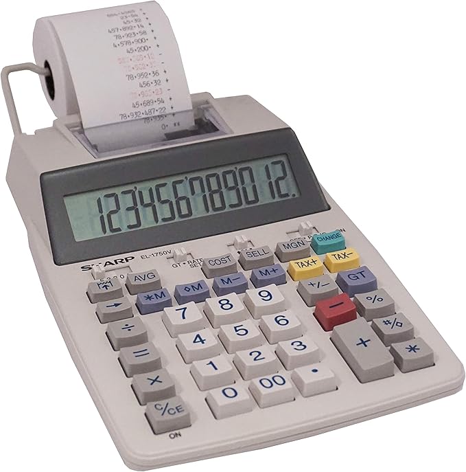 Sharp EL-1750V Two-Color Printing Calculator 2 Lines/Sec 3" Black/Red - Image 5
