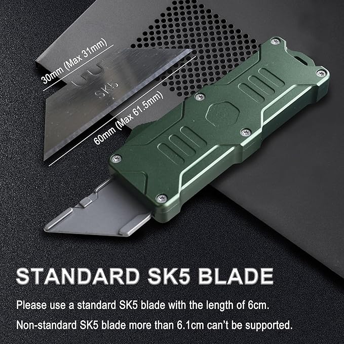 Caressolove Switch Blades Knife Push Button, Aviation Aluminum EDC Box Cutter - Image 4