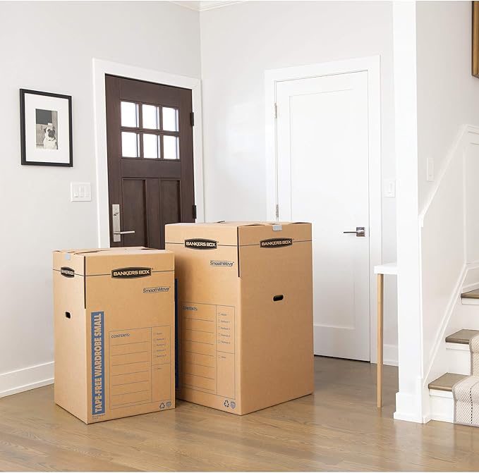 Bankers Box Short Wardrobe Box 3 Pack, Tape-Free Design, 20-in x 20-in x 34-in - Image 6