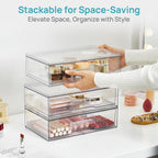 vtopmart clear stackable storage drawers, 2 pack wide on a desk or shelf