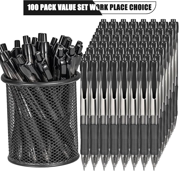 deegtran Pens Bulk, 100 Pack No Bleed Black Ink Click Pens - Image 2