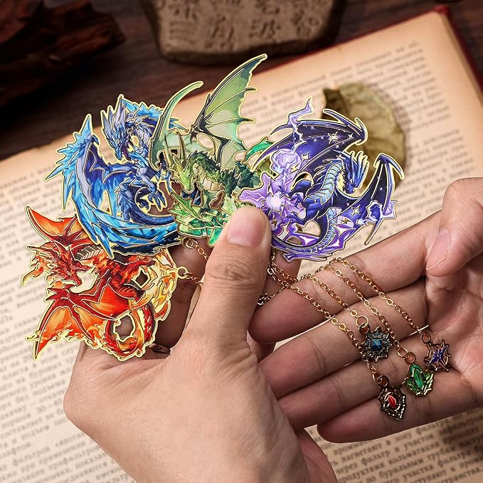 Fantasy Fourth Wings Dragon Bookmarks -4 Designs: Fire Red, Ice Blue, Thunder - Image 8