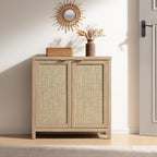 SICOTAS Sideboard Buffet Cabinet with Large Storage : Rattan Boho Credenza | Farmhouse Coffee Bar Storage Cabinet with Adjustable Shelves, Rattan Doors, Buffet Table for Kitchen Living Room Hallway