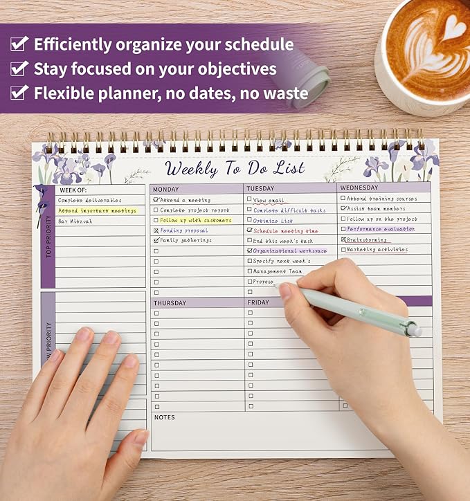 ALKALO 104 Pgs Weekly To Do List Notepad, 52 Duplex-Printed Undated Sheets 100 - Image 4