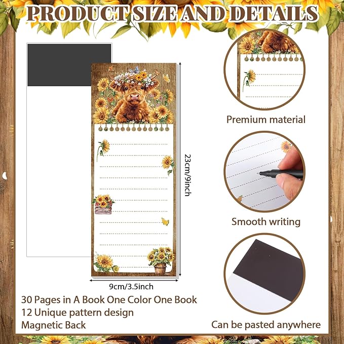 Eaasty 12 Pcs Highland Cattle Magnetic Notepads - Image 2