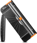 Firbon A4 Paper Cutter, 12 Inch Paper Trimmer with Extened Ruler, Black | 10 Sheet Capacity | CM & Inch Scale | Spring-Loaded Safe Blade | Cuts Cardstock, Vinyl, Coupons, Labels & Scrapbooking Craft