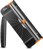 Firbon A4 Paper Cutter, 12 Inch Paper Trimmer with Extened Ruler, Black | 10 Sheet Capacity | CM & Inch Scale | Spring-Loaded Safe Blade | Cuts Cardstock, Vinyl, Coupons, Labels & Scrapbooking Craft