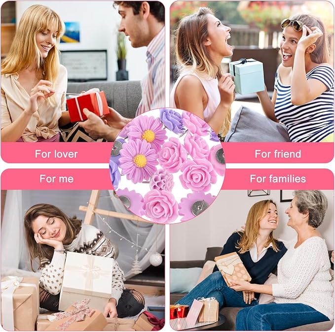 XLIUAX 40Pcs Flower Push Pins, Rose Thumb Tacks Cute Pink Thumbtacks - Image 7