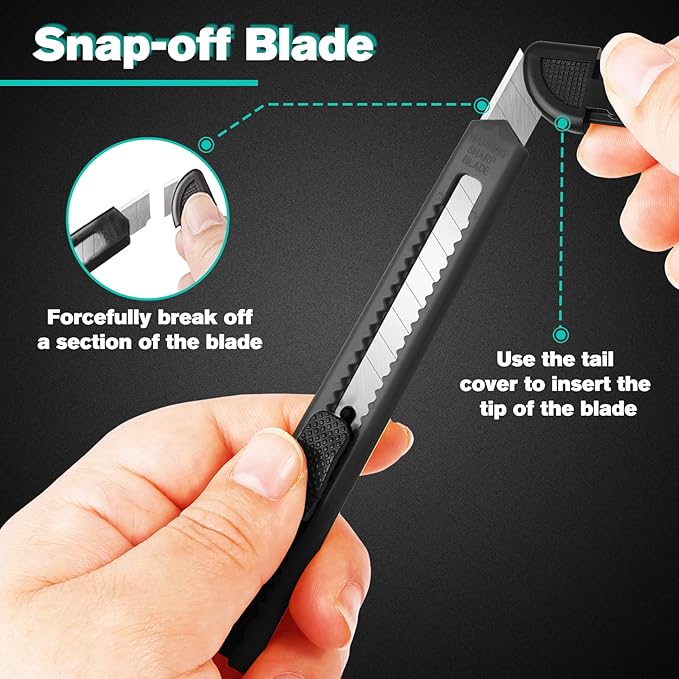24 Pack Box Cutters, 9mm Razor Knife, Push-Sliding Button, Box Cutter - Image 5