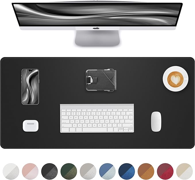 Leather Desk Pad Protector, Mouse Pad, Office Desk Mat, Non-Slip PU Leather by AFIING