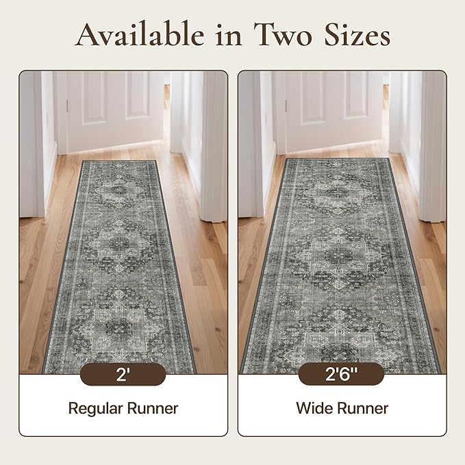 GENIMO 2'6"x8 Runner Rugs for Hallway, Machine Washable Non Slip Vintage Rugs - Image 3