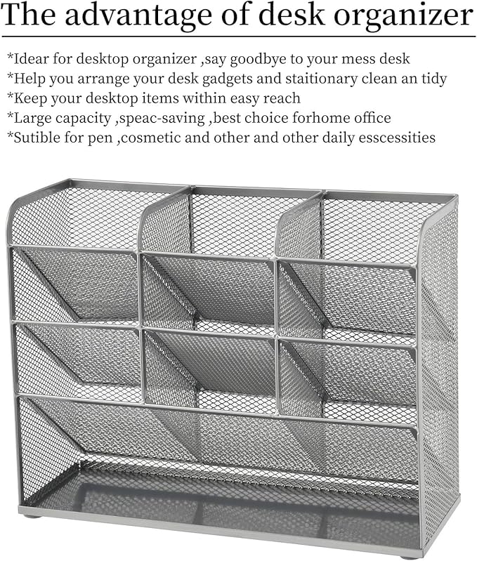 Marbrasse Mesh Desk Organizer, Desktop Stationary Organizer, Storage Rack - Image 3