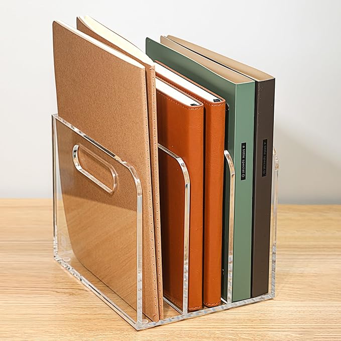 AIDIMOO Acrylic Magazine File Holder, 3 Vertical Compartments Desk Document - Image 3