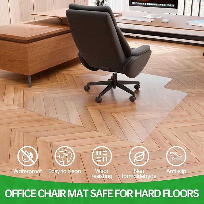 100pointONE Office Chair Mat for Hardwood Floor, Easy Glide Computer Chair - Image 3