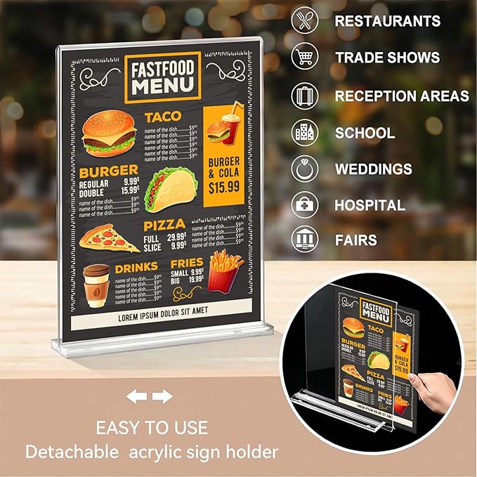 Daofary Acrylic Sign Holder 8.5 x 11 Inches 10 Pack, Double-Sided Stand up - Image 5